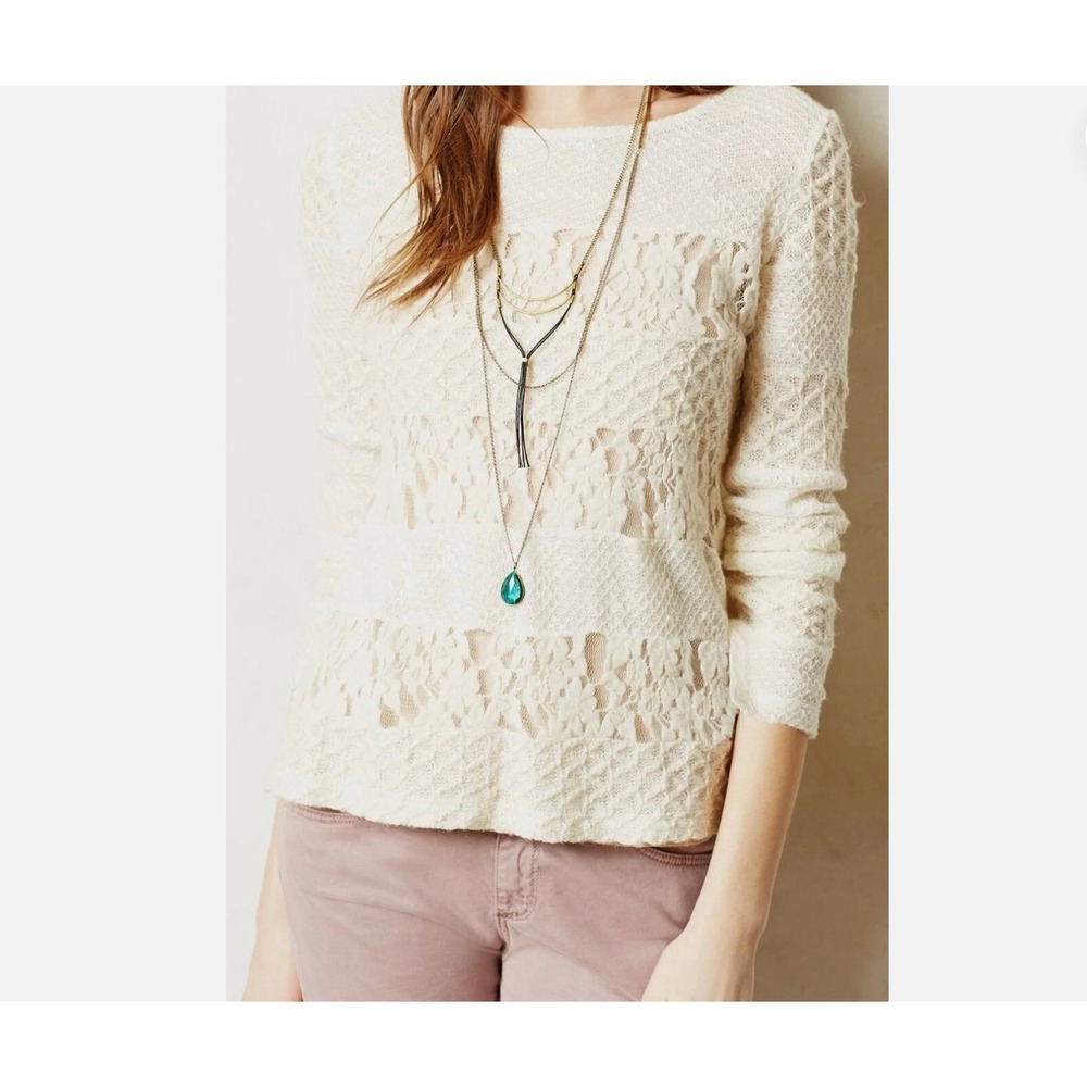 Anthropologie Meadow Rue Acolyte Top Lace Boho Fairy Romantic Cottage Whimsey M